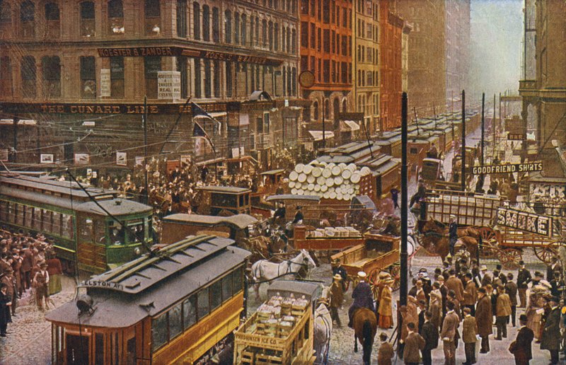 Chicago: Rušný den na ulicích Dearborn a Randolph (barevné foto) od American Photographer