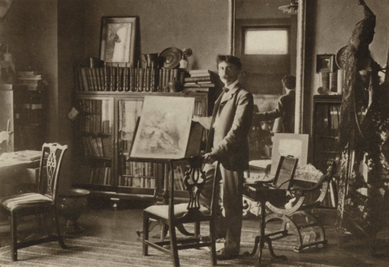 Ernest Seton-Thompson, jeho ateliér v New Yorku (čb fotografie) od American Photographer