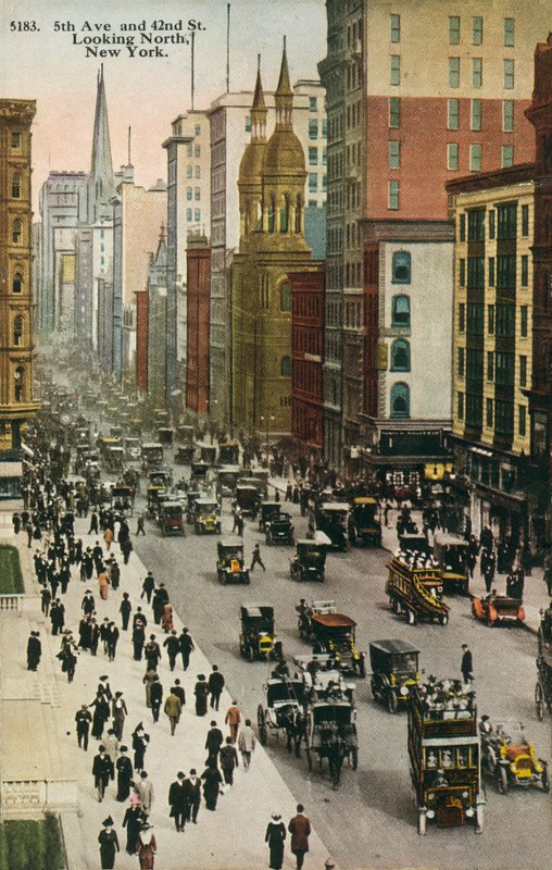 Pátá avenue a 42. ulice, New York (kolorovaná fotografie) od American Photographer
