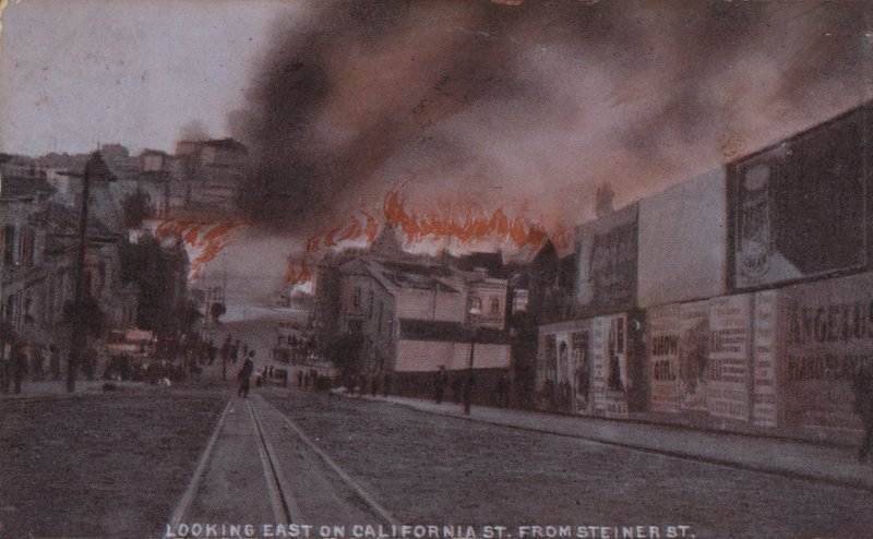 Požáry po zemětřesení v San Franciscu v roce 1906 (kolorovaná fotografie) od American Photographer