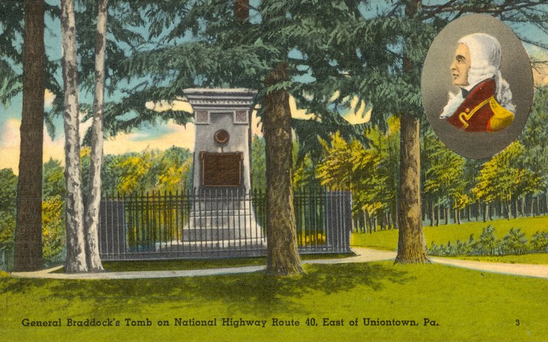 Hrobka generála Braddocka, National Highway Route 40, východně od Uniontownu, Pa (barevné foto) od American Photographer
