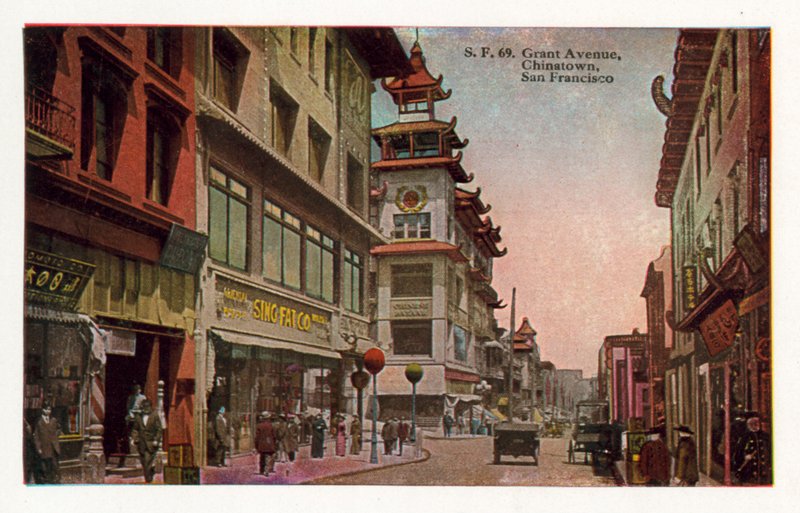 Grant Avenue, Čínská čtvrť, San Francisco (kolorovaná fotografie) od American Photographer