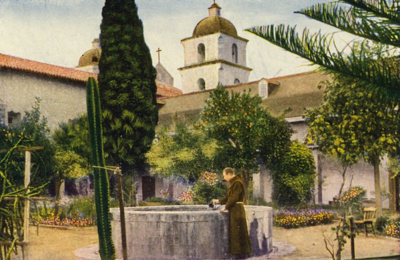 V zahradě, Santa Barbara Mission (barevné foto) od American Photographer