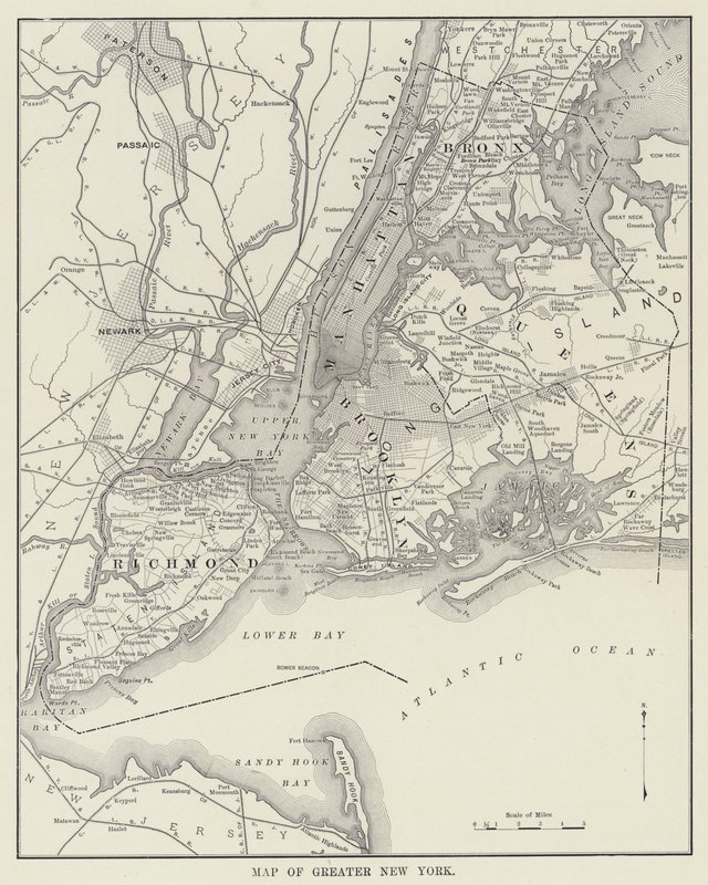 Mapa Velkého New Yorku (černobílá fotografie) od American Photographer