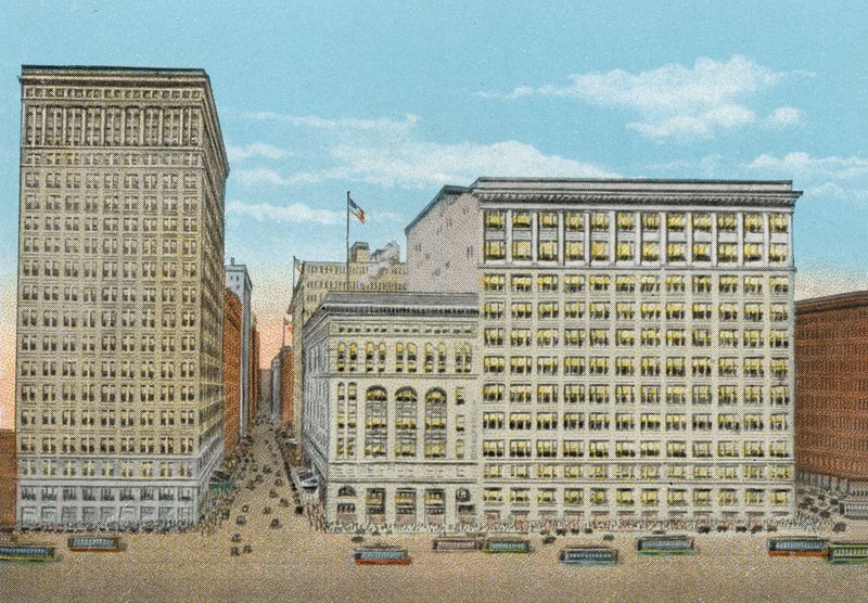 Marshall Field and Company, Maloobchodní prodejny, Wabash a Washington (barevné foto) od American Photographer