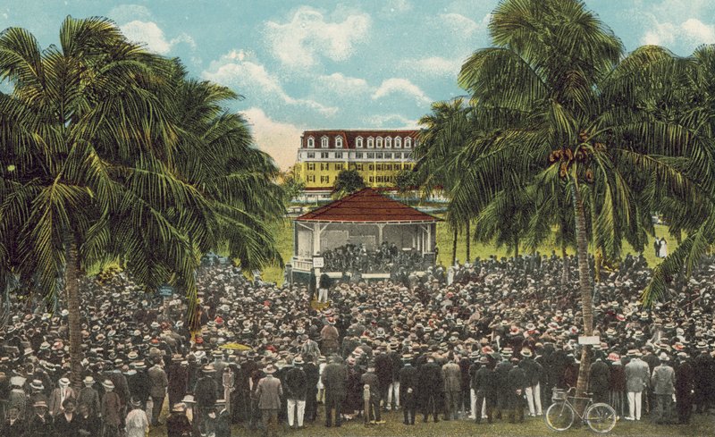 Miami, Florida, asi 1925: William J. Bryan v Royal Palm Parku (barevné foto) od American Photographer