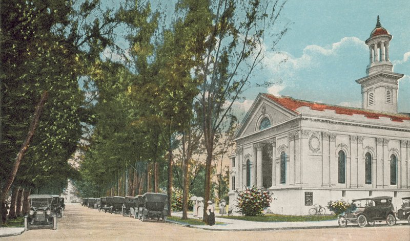 Miami, Florida, asi 1925: (barevné foto): Street View, Presbyteriánský kostel (barevné foto) od American Photographer