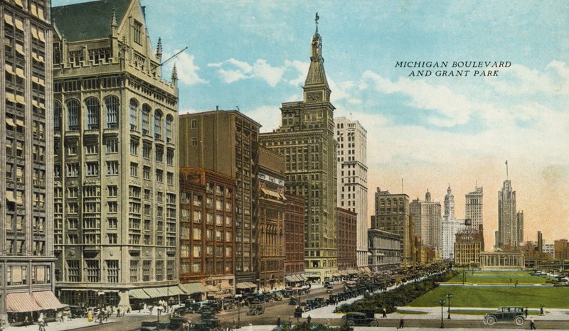 Michigan Boulevard a Grant Park (barevné fotografie) od American Photographer