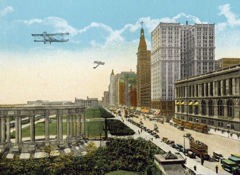 Michigan Boulevard a Grant Park, při pohledu na jih (barevná fotografie) od American Photographer