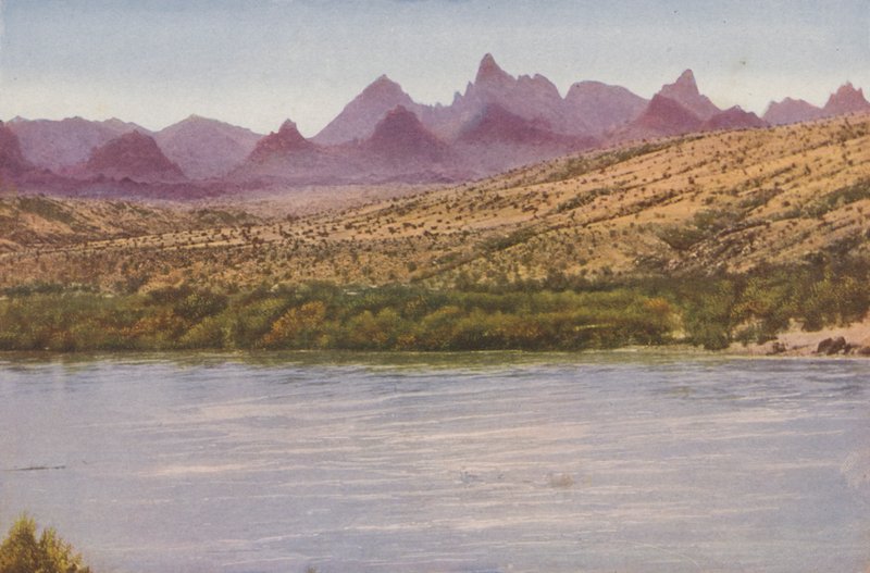 Pohoří Needles a řeka Colorado, Kalifornie (kolorovaná fotografie) od American Photographer