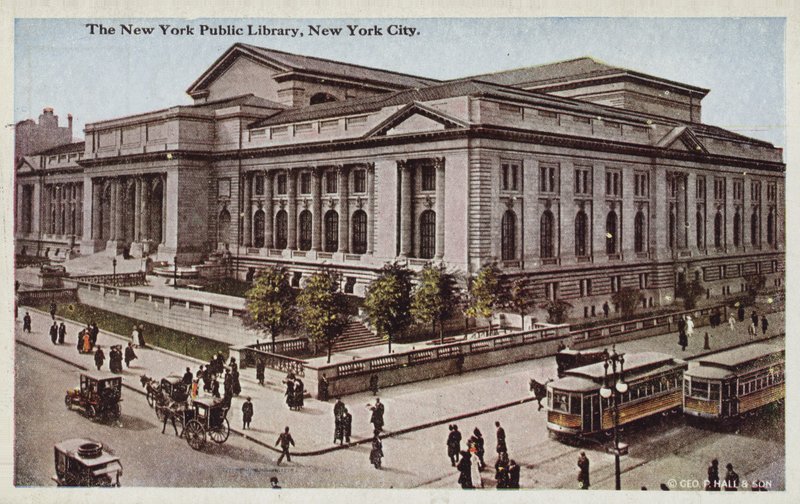 Newyorská veřejná knihovna, New York City, USA (kolorovaná fotografie) od American Photographer