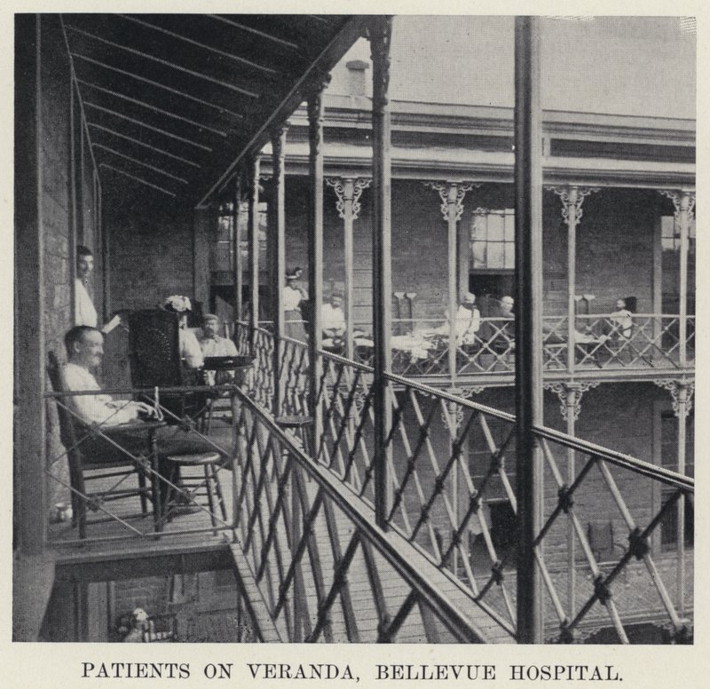 Pacienti na Verandě, nemocnice Bellevue (č/b foto) od American Photographer