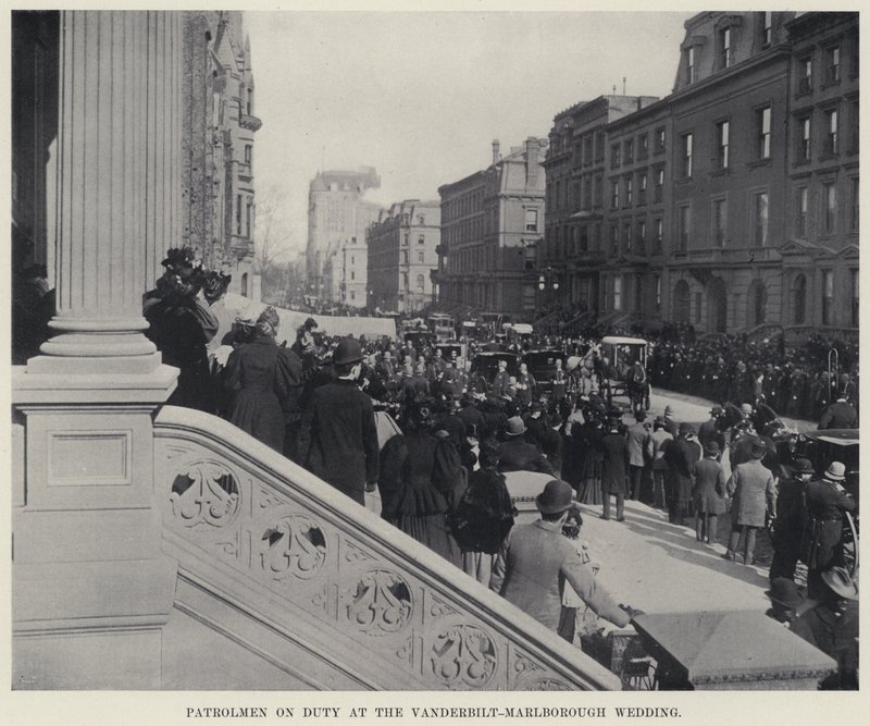 Strážníci ve službě na svatbě Vanderbilt-Marlborough (černobílá fotografie) od American Photographer