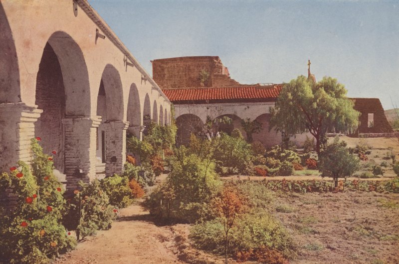 Mise San Juan Capistrano, Kalifornie (kolorovaná fotografie) od American Photographer