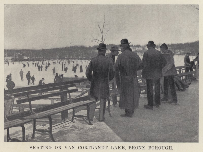 Bruslení na jezeře Van Cortlandt, Bronx Borough (č/b foto) od American Photographer