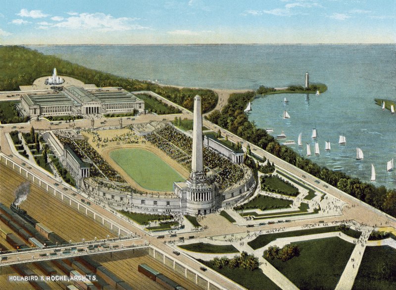 Soldiers Field and Field Museum u jezera Front (barevné foto) od American Photographer