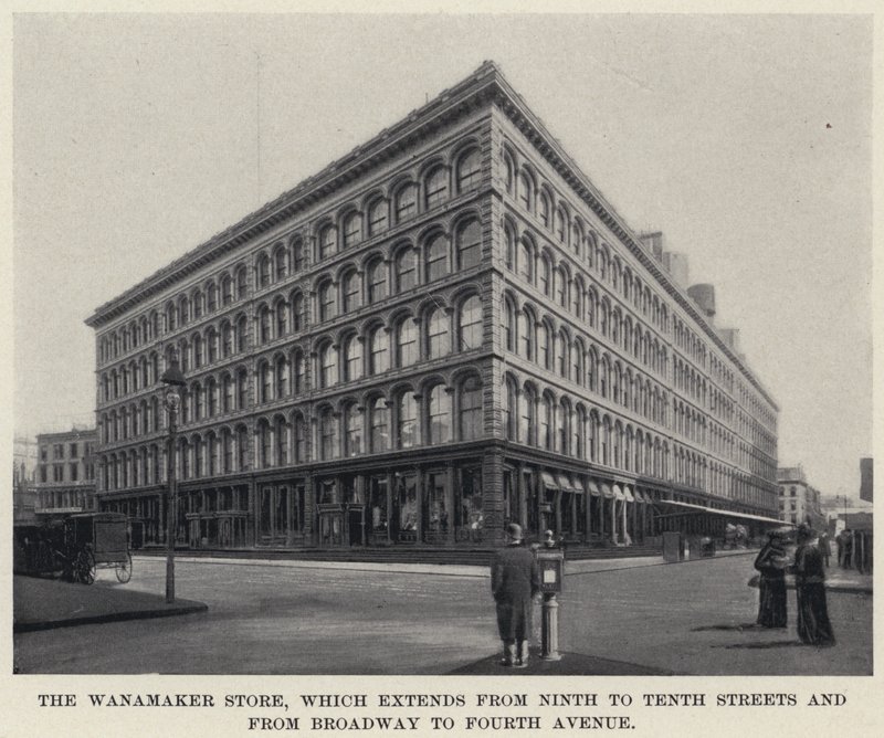 Wanamaker Store, který se rozprostírá od Deváté do Desáté ulice a od Broadwaye po Fourth Avenue (černobílá fotografie) od American Photographer