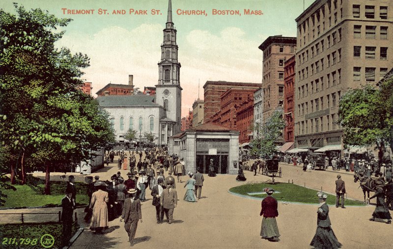 Tremont Street a Park Street Church, Boston, Massachusetts (barevné foto) od American Photographer