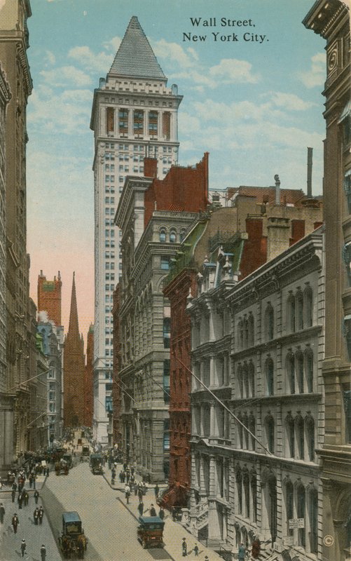Wall Street, New York City. Pohlednice odeslána v roce 1913. od American Photographer