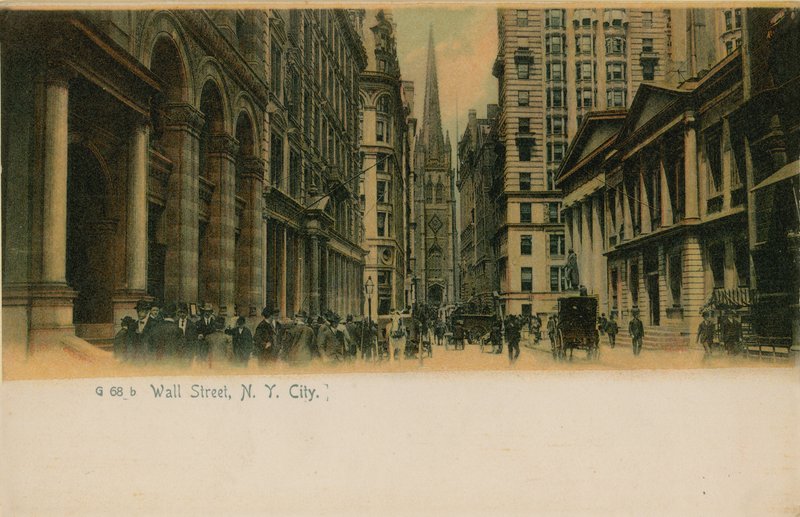 Wall Street, New York City. Pohlednice odeslána v roce 1913. od American Photographer