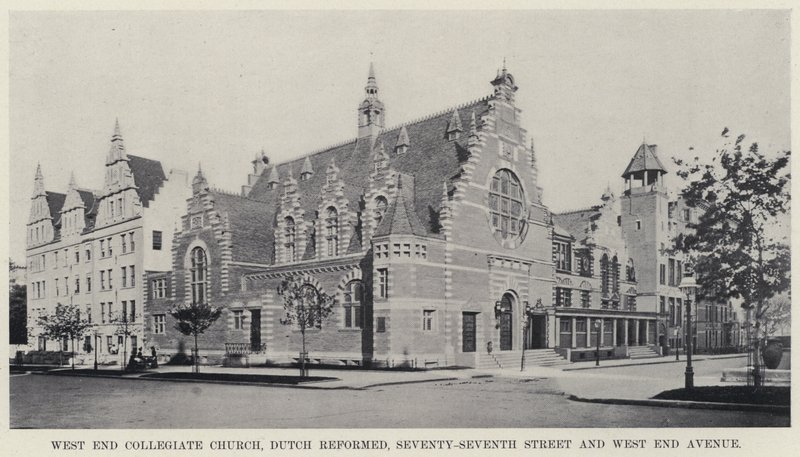 West End Collegiate Church, Dutch Reformed, Seventy-Seventh Street a West End Avenue (černobílá fotografie) od American Photographer