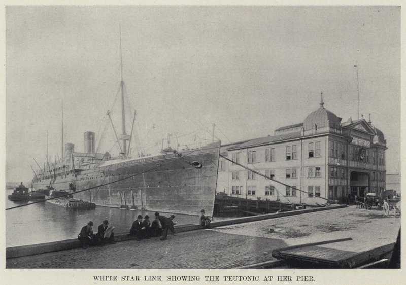 White Star Line, ukazující Germán na jejím molu (černobílá fotografie) od American Photographer
