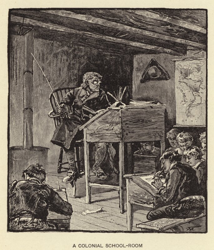 Koloniální školní třída (litografie) od American School