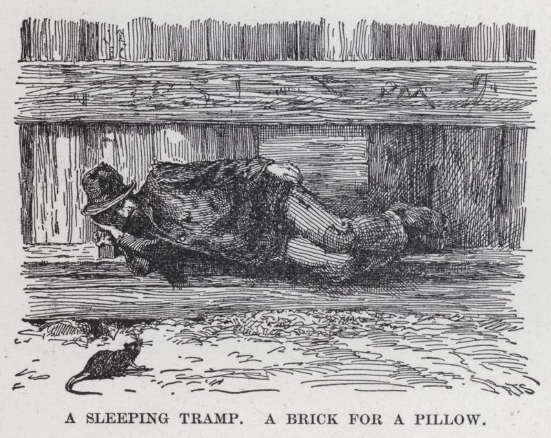 Spící tramp, cihla na polštář (litho) od American School