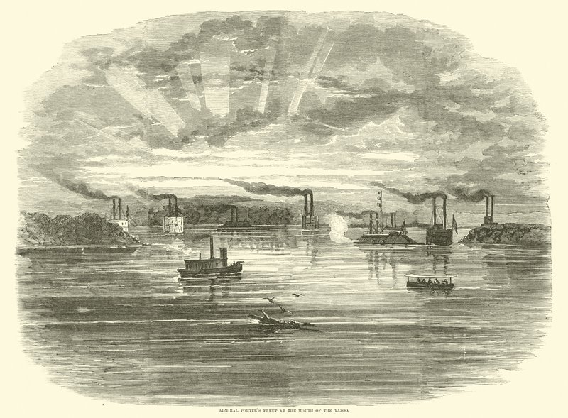 Flotila admirála Porterse u ústí Yazoo, prosinec 1862 od American School