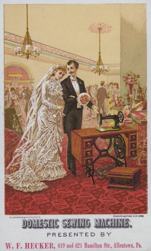 Reklama na domácí šicí stroje (chromolitho) od American School