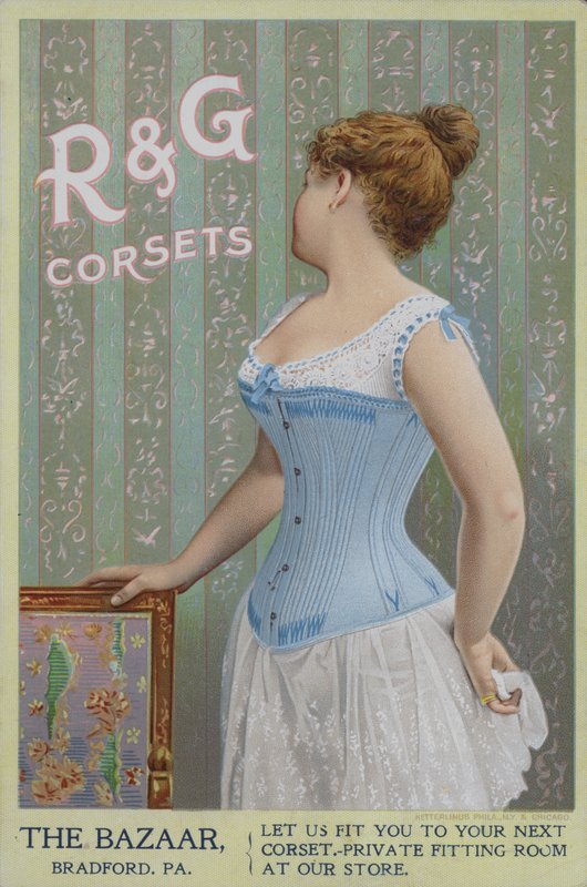 Reklama na dámské korzety R  G (chromolit) od American School