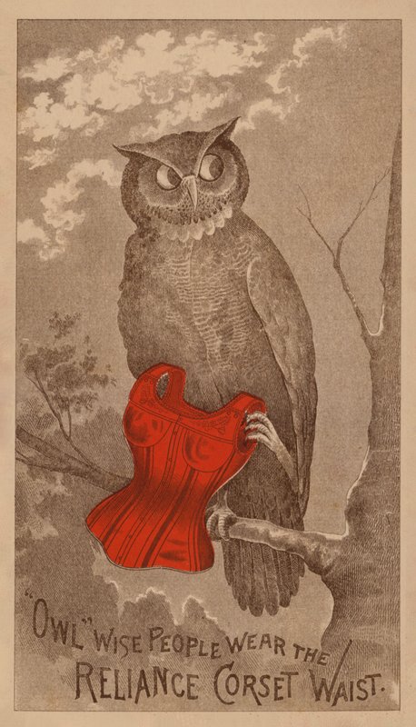 Reklamní karta pro korzety Reliance (barevná litografie) od American School