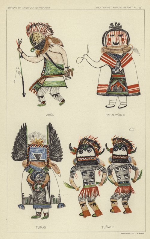 Ahul, Hahai Wuqti, Tumas, Tunwup (barevná litografie) od American School
