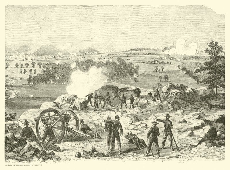 Bitva u Gettysburgu, Summit of Little Round Top, 2. července, července 1863 od American School