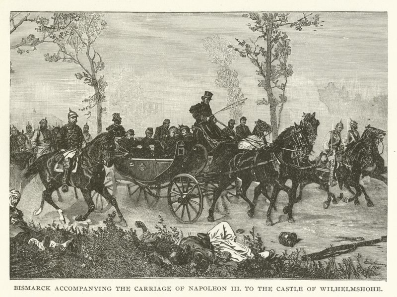 Bismarck doprovázející kočár Napoleona III do hradu Wilhelmshohe od American School