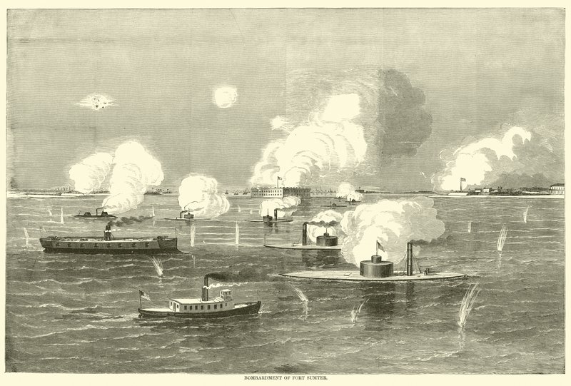 Bombardování Fort Sumter, duben 1863 od American School