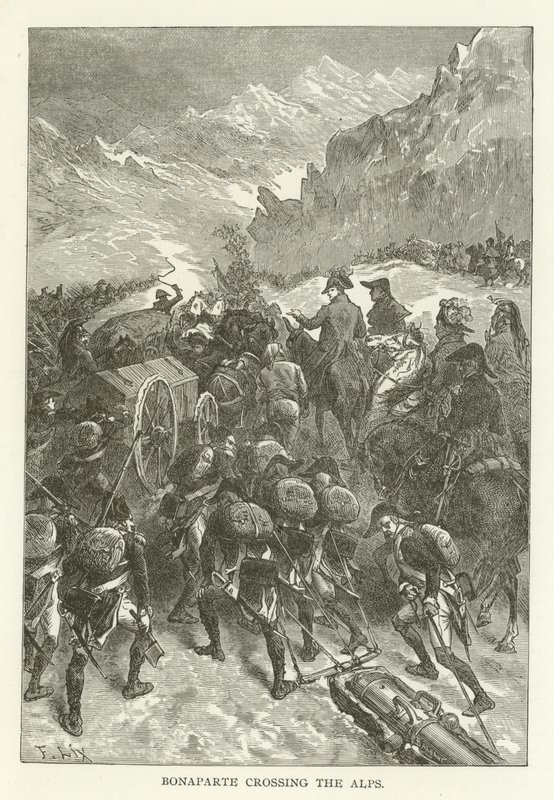 Bonaparte překračující Alpy od American School