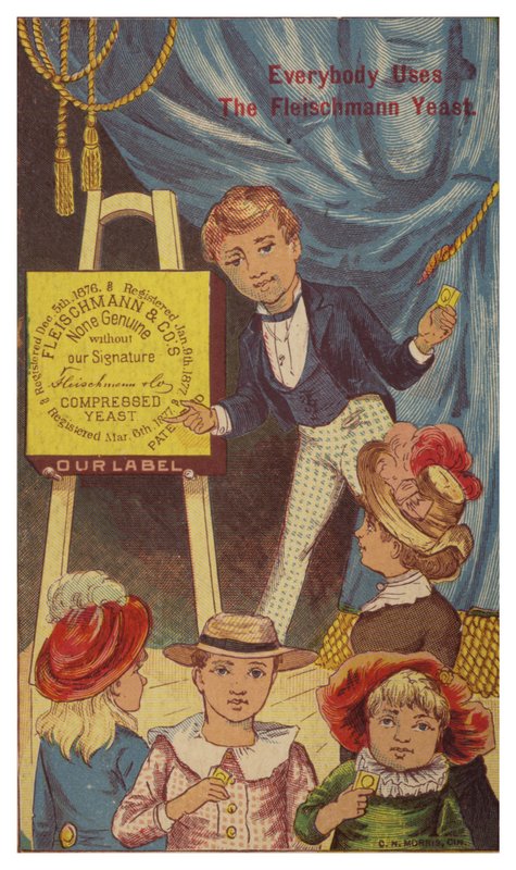 Chlapec inzerující kvasnice Fleischmann od American School