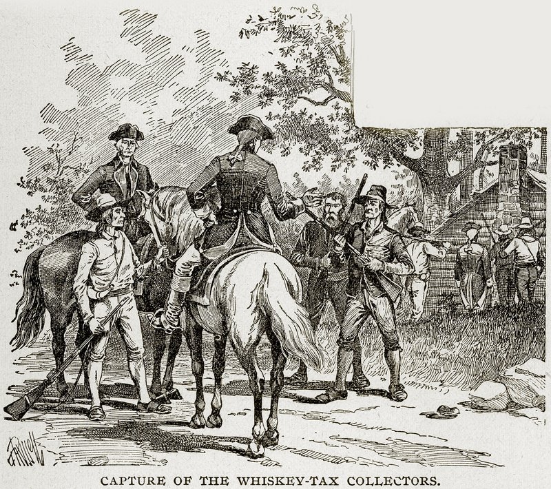 Capture of the Whisky-Tax Collectors, ilustrace z Columbusu a Kolumbie, kolem roku 1893 od American School