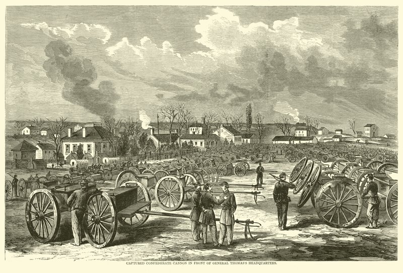 Zajaté dělo Konfederace před velitelstvím generála Thomasse, listopad 1863 od American School