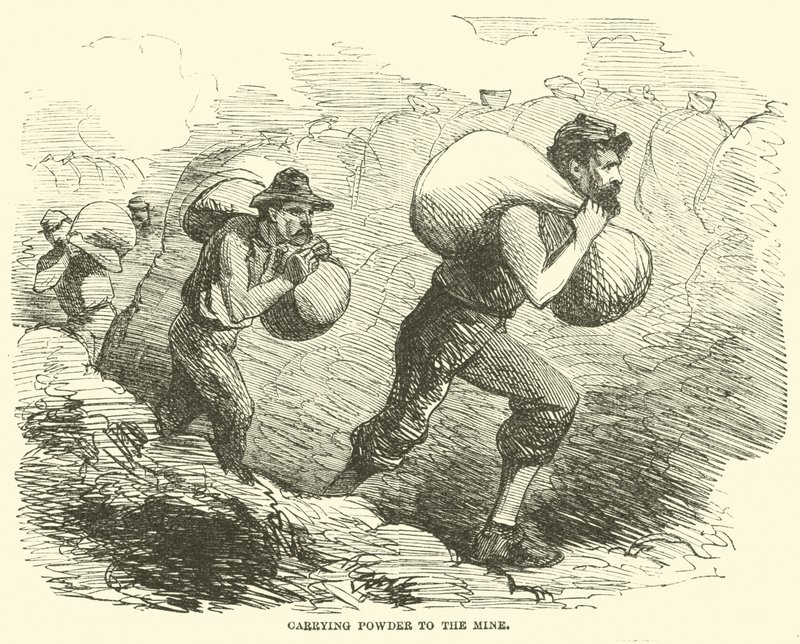 Nošení prachu do dolu, červenec 1864 od American School