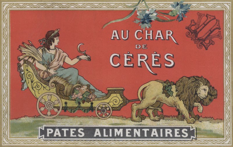 Ceres na voze taženém lvy (barevná litografie) od American School
