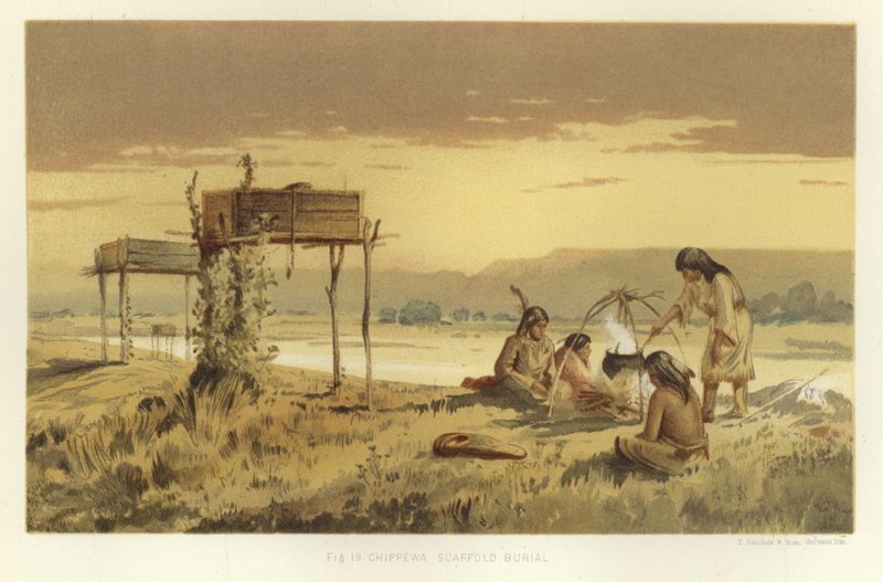 Chippewa pohřeb na lešení od American School