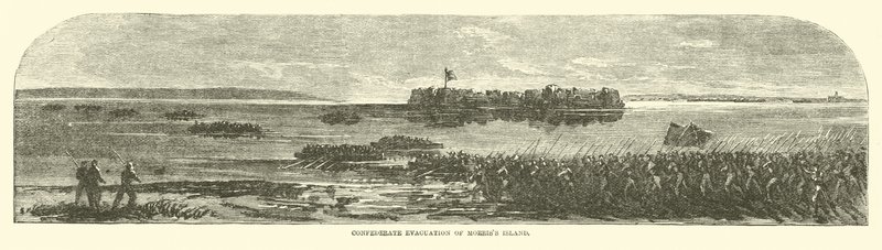 Konfederační evakuace Morriss Island, září 1863 od American School