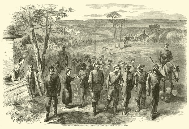 Konfederační vězni jsou vedeni z Jonesborough do Atlanty, září 1864 od American School