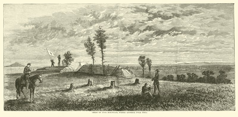 Crest of Pine Mountain, kde padl generál Polk, červen 1864 od American School
