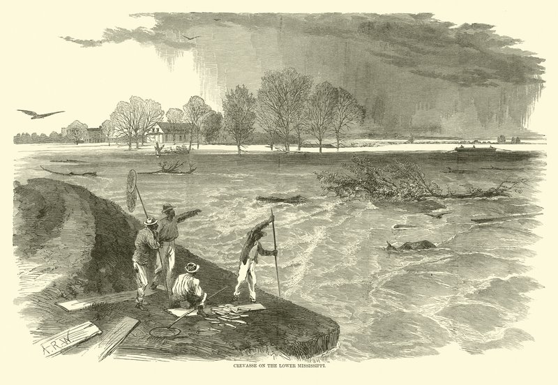 Crevasse na Dolním Mississippi, 1862 od American School