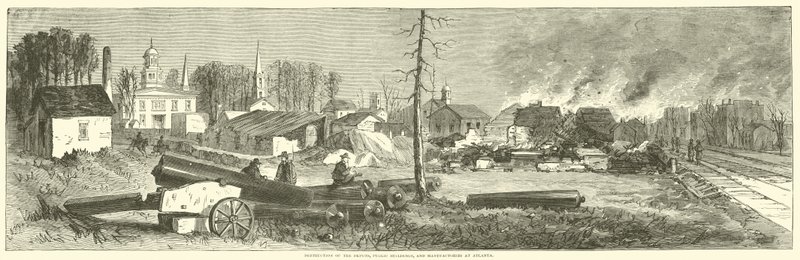 Zničení skladišť, veřejných budov a manufaktur v Atlantě, listopad 1864 od American School