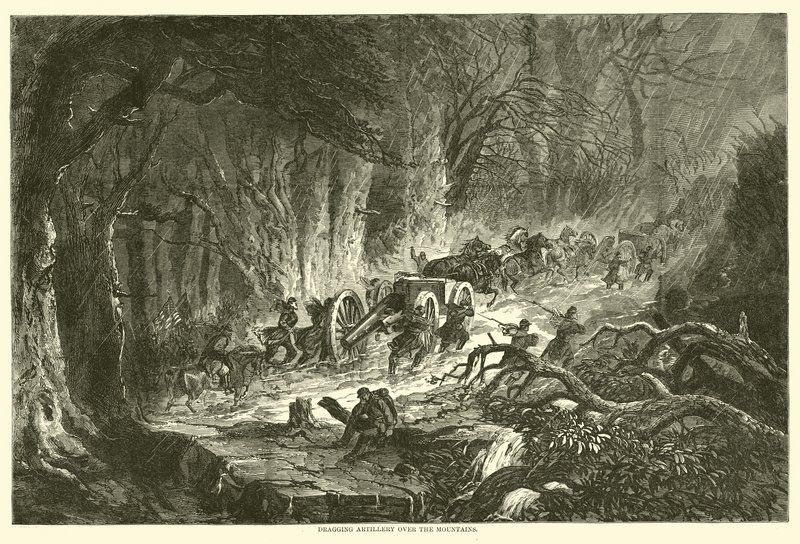 Tažení dělostřelectva přes hory, srpen 1863 od American School