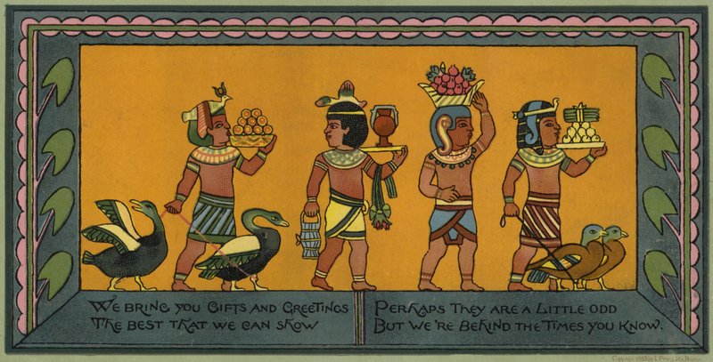 Vánoční přání s egyptským motivem (barva litho) od American School